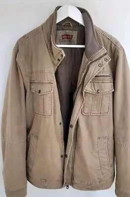 Levi’s Beige Light Brown Workman Hunting Full Zip Quilted Jacket Men’s Large • £10.10