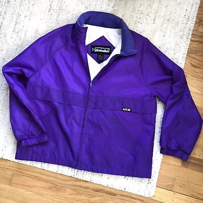 Vintage 90s PACIFIC TRAIL Concealed Hood RAIN COAT Jacket PURPLE Windbreaker 80s • $55