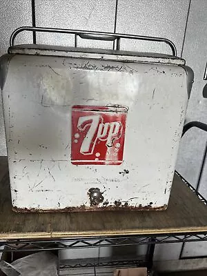 Rare Vintage 7UP Metal Drink Cooler Ice Chest Progress Refrigerator • $109.99