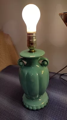 Vintage Mint Green Ceramic Pottery Urn-shape Table Welcome Desk Lamp VGUC • $29.99