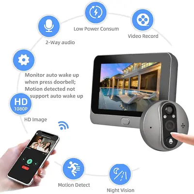 WiFi Doorbell Camera: Wireless Battery/DC/AC Powered Alexa/Google Compatible • $71.62