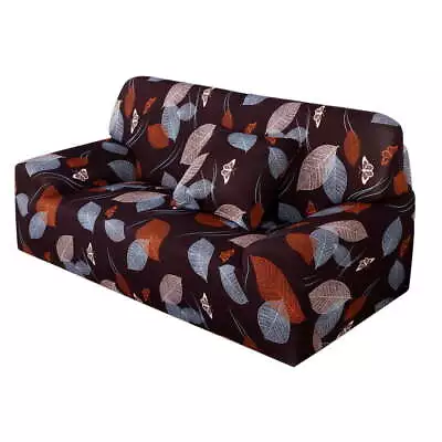 Unique Bargains 1-Piece Transitional Leaves Stretch Sofa Couch Cover Brown • $38.54