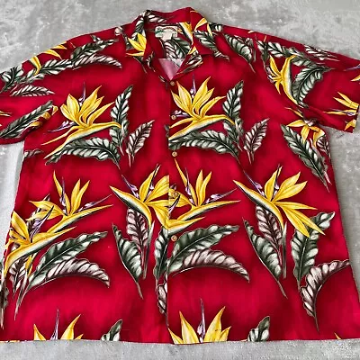 VTG Paradise Found Hawaiian Button Up Shirt 2XL Red Magnum PI Floral SS 80s • $25.56