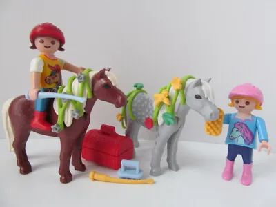 Playmobil Farm/Stables: 2 Girl Figures With Ponies & Decorations NEW • £10.99