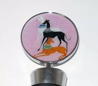 Greyhound Pink Deco Dogs Wine Bottle Stopper Whippet IG • $12