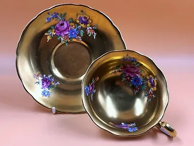Antique Radfords Fenton China Gold/gilded Floral Tea Cup & Saucer Duo. No. 8548. • £225