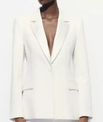 NWT Zara Tuxedo Jacket/Blazer Oyster White Size M • $54.99