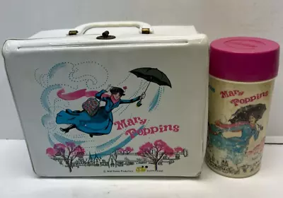 Vintage 1973 Walt Disney Mary Poppins Vinyl Lunchbox With Thermos Aladdin • $99.99