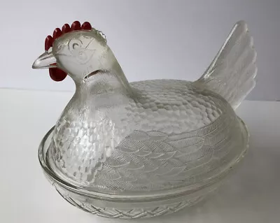 Vintage Indiana Clear Glass Hen Chicken Covered Candy Dish Bowl • $19.99
