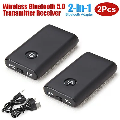 2 IN 1 Bluetooth 5.0 Transmitter Receiver  3.5Mm Jack Aux Adapter Wireless Audio • $10.59