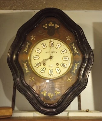 $300 • Buy French Comtoise/Morbier Clock In Ebonized Frame With Mother-of-Pearl Inlay