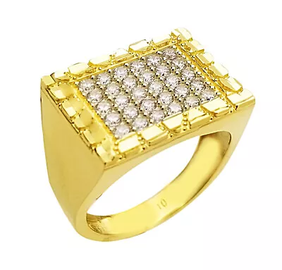 Men's 10K Gold Nugget Cut CZ Ring  • $349