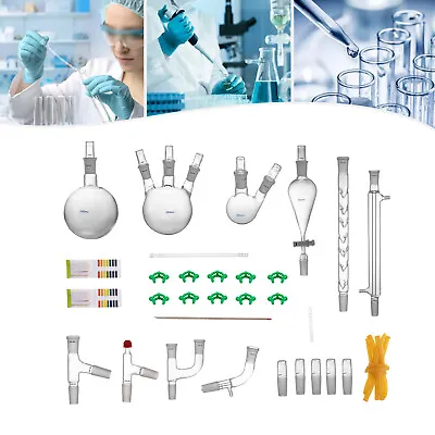 24/40 Organic Chemistry Lab Glassware Glass Kit Distillation Equipment Set 29pcs • $76.05