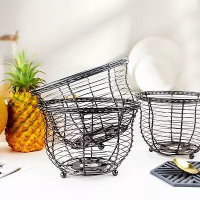 Metal Fruit Basket Snacks Eggs Storage Organizer Holder Centerpiece Decor • £8.87