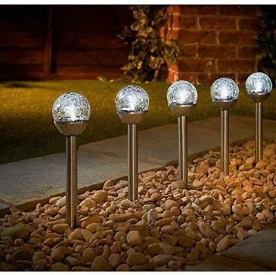 3PK 6PK Solar LED Garden Lights Stake Post Patio Path Outdoor Globe Lighting • £8.95