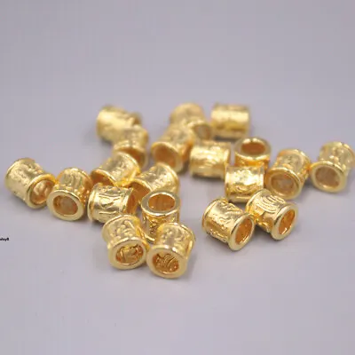 1pcs Pure 999 24K Yellow Gold 3D 3.5mm Hole Six Words Tube Bead Pendant  • $20.02