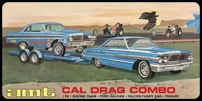 Amt 1223 Cal Drag Combo 64 Ford Galaxie Trailer And 65 Falcon Funny Car Model • $100.19