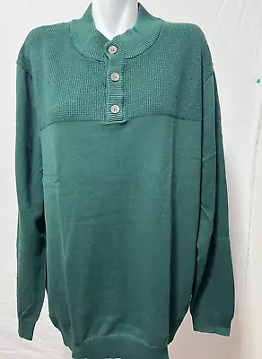 Club Room Men's Green Cotton Sweater 3XL Big & Tall Mock Neck New NWT 1/4 Button • $29.99