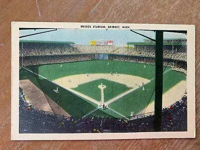 Vintage Briggs Stadium Detroit Michigan Linen Postcard • $6.99