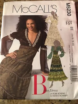 💐 McCALL'S #M5230 - LADIES ( 3 STYLE-2 LENGTH ) BOHEMIAN DRESS PATTERN 14-20 FF • $14.24