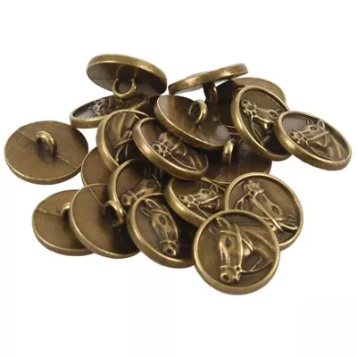 20PCs Zinc Alloy Buttons Horse Head Carved Round Bronze Tone 15mm( 5/8 Inch)Dia. • £5.38