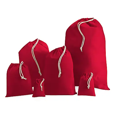 Red REUSABLE COTTON DRAWSTRING STORAGE BAG - 6 Sizes 100% Cotton Drawstring • £1.25