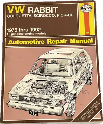 VW Rabbit Golf Jetta Scirocco Pick-up 75-92 Repair Manual Haynes 884 • $11.99