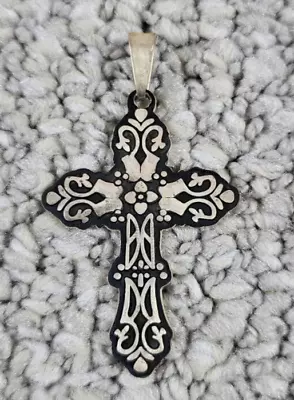 Vintage 925 Sterling Silver 2  Large Cross Crucifix Pendant Signed Mexico CII • $24