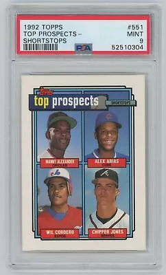 1992 Topps Top Prospects Manny Alexander/Alex Arias/Wil Cordero/Chipper Jones • $24