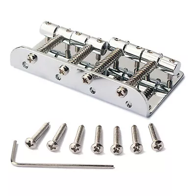 4 String Zinc Alloy Bridge For Fender P Jazz Bass Guitar Chrome 201B-4 Badass • $18.05