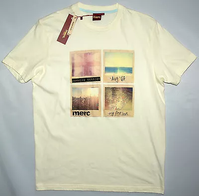 Merc Mens Tee Shirt In Off White Size M Nwt Retro Mod • £11.99