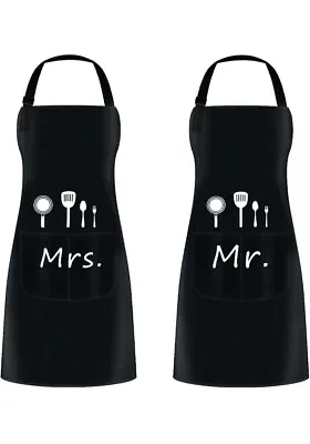 Mr & Mrs Matching Aprons And Spoon Holder Newly Weds Anniversary Couple Gift • £14.99