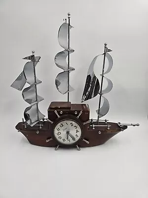 Yankee Clipper Sailboat Boat Clock Great Vintage Decor Needs TLC • $40.49