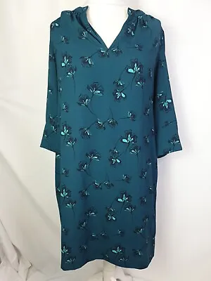 Marks And Spencer Emerald Green Shift Dress V Neck Long Sleeve UK14 E1442 • £9