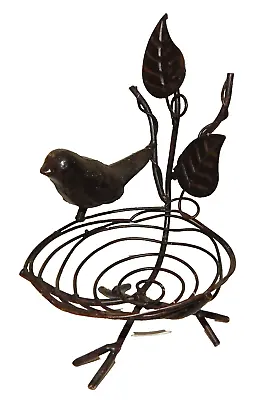 Vtg Wrought Iron Metal Bird On Nest Folk Art Candle Soap Sponge Holder • $18.99