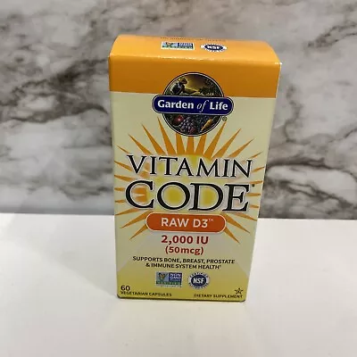 Garden Of Life Vitamin Code Raw D3 2 000 IU 60 Vegetarian Capsules Dairy-Free • $22