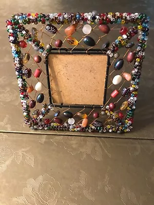 Vintage Glass Beaded Multi-colored Mosaic Photo Picture Frame • $5.99