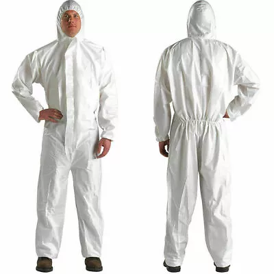 £4.50 • Buy 10x Disposable Coveralls White Hood Paper Suit Painters Protective Overalls Suit