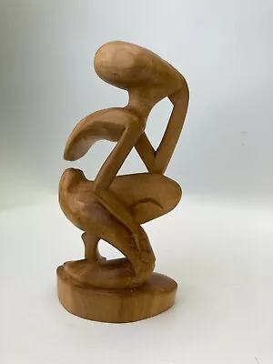 Abstract Wood Carving Yogi Deep Thought Sculpture Hand Craft Decor Display Gift • $28