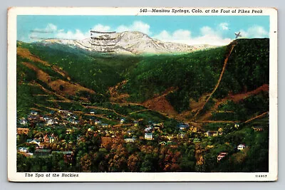 Manitou Springs Colorado Aerial View Posted 8/15/1941 Linen Postcard • $5.35