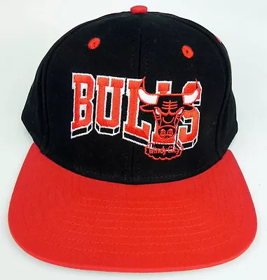 Chicago Bulls Nba Vintage Snapback Retro 2-tone Cap Hat New! Black/red Block • $14.95