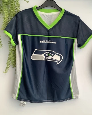 £4 • Buy NFL Flag USA Football Seattle Seahawks Vgc Reversible T Shirt Youth Med 