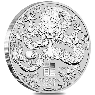 2024 5 Oz Silver Lunar Dragon BU Australian Perth Mint • $199.99