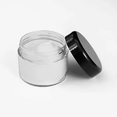 32 Empty Clear Round Jars Cosmetic Containers Sample Size Travel Black Lids 20ml • $13.99