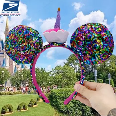 Disney Parks Sequins Minnie Ears Headband Birthday Candle Cupcake Multicolor • $16.69