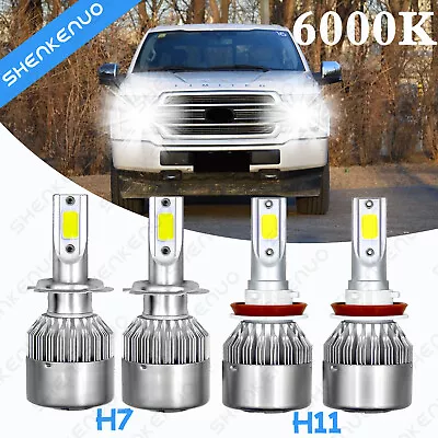 For Ford Fusion 2006-2016 - 4x H7 H11 LED Headlight Hi/Lo Beam Bulbs 6000K White • $25.77