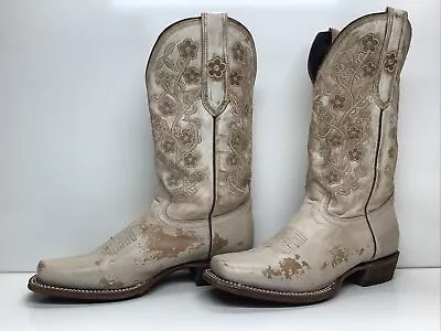 Womens Jb Dillon Cowboy Sq Toe Ivory Boots Size 7.5 B • $59.99