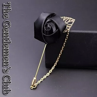 Floral Lapel Pin For Men's Suite (black) • $9.98