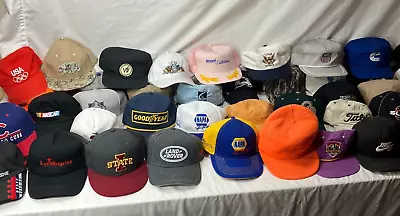 VTG Hat Cap Lot Of 40 Construction MLB Racing USA Advertising 70s 80s 90s 00s • $26