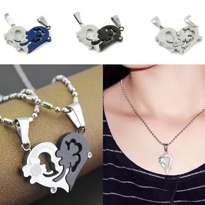 Matching Necklace For Couples Love Stainless Steel Pendant For Him Her Jewelry • $5.69